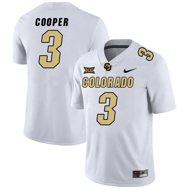 Colorado Buffaloes #3 Omarion Cooper Big 12 Conference College Football Jerseys Stitched Sale-White